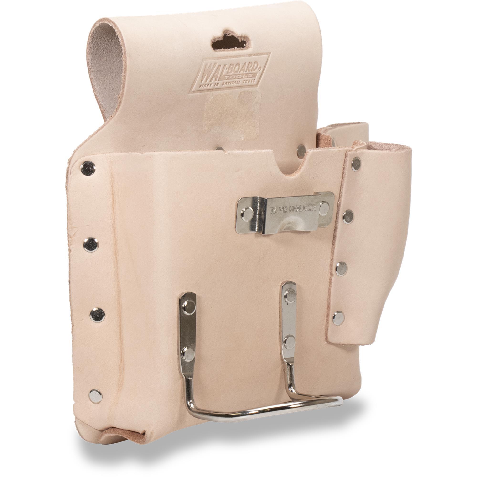 Wal-Board Tool Pouch — Left-Hand, Heavy-Duty Leather, Metal Hammer Loop, Model# 016-002